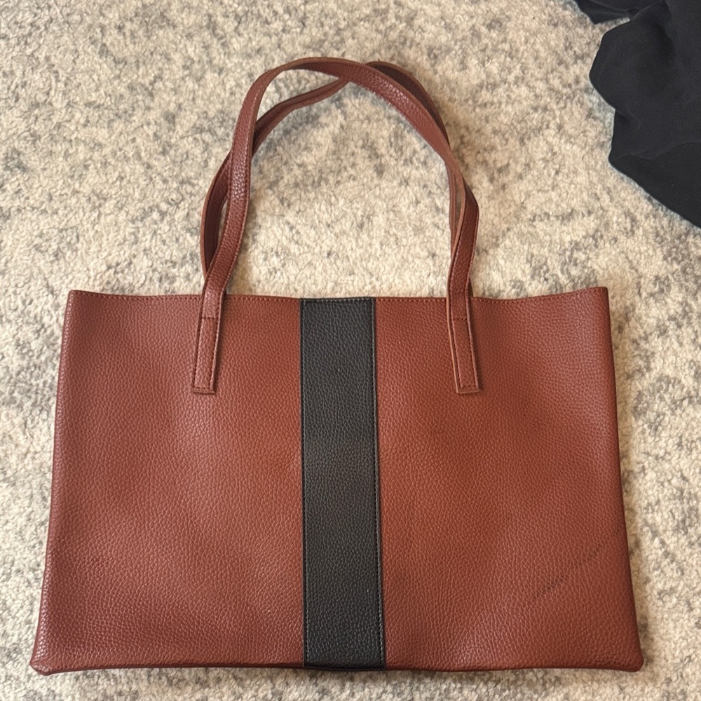 Brown and Black Vince Camuto Tote Bag